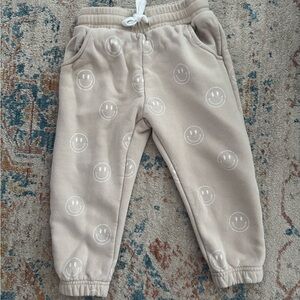 Little Bipsy Beige Smiley Face Joggers